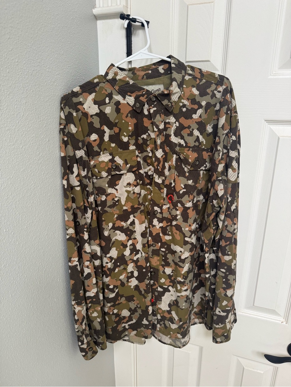 Men's Camouflage Button-Down Shirt - Olive/Tan Multi